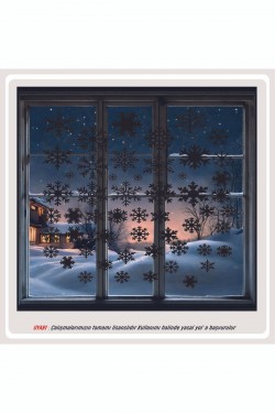 Yılbaşı Kar Tanesi Karışık Cam Vitrin Süsleme Sticker Beyaz 50 Adet