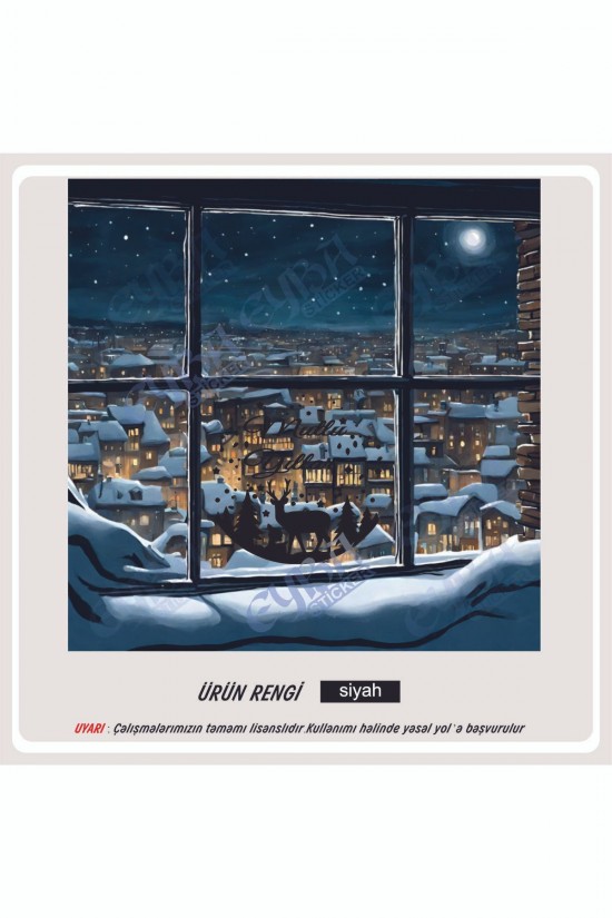 mutlu yıllar geyikler yılbaşı sticker - yapıştırma - etiket - karavan - araç sticker