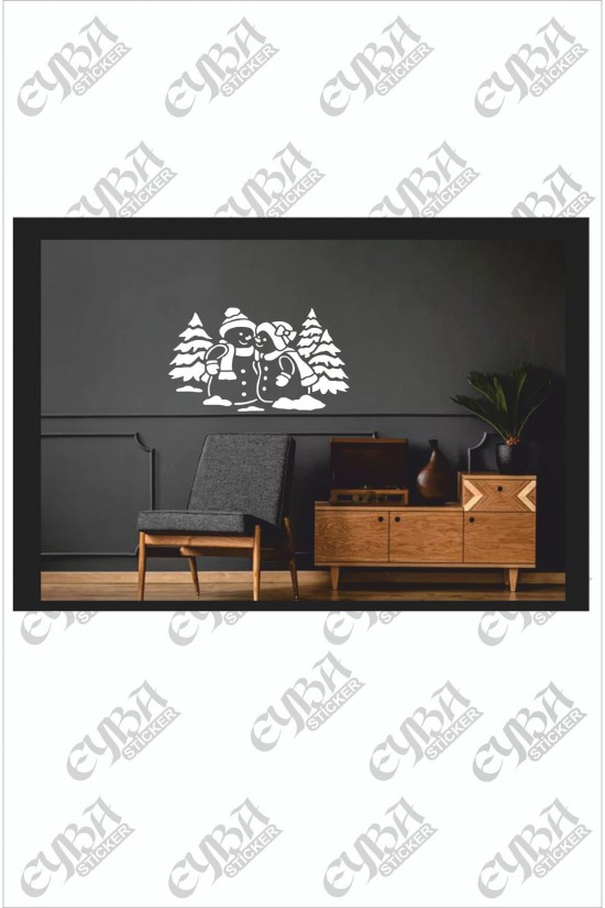 Kardan Adam Yılbaşı Süslemesi -duvar Dekorasyon Sticker 35 Ve 70 Cm Seçenekli