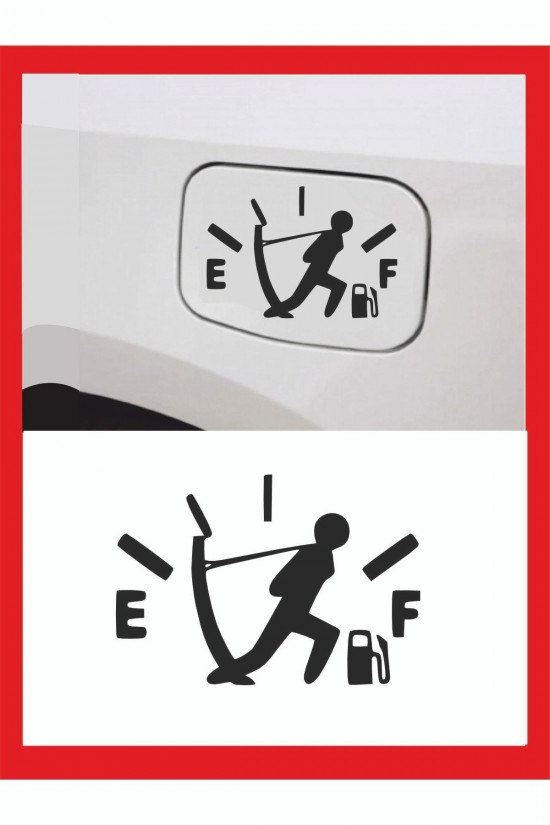 Benzin Deposu Ibre Çeken Adam Sticker 13*9 Cm