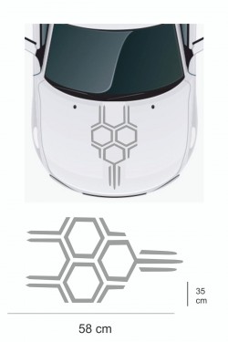 Sticker 58x35 cm - Yeni Trend - Bal Peteği Kaput Oto Sticker - Araba Çıkartma Uyumlu