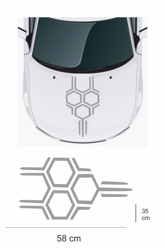 Sticker 58x35 cm - Yeni Trend - Bal Peteği Kaput Oto Sticker - Araba Çıkartma Uyumlu