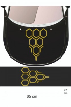 Sticker 65x42 Cm - Yeni Trend - Bal Peteği Kaput Oto Sticker - Araba Çıkartma