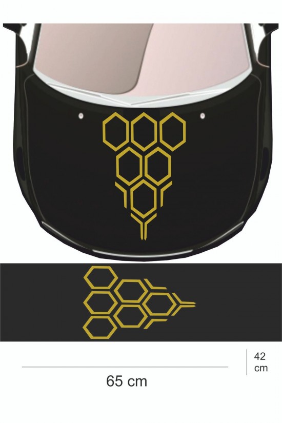 Sticker 65x42 Cm - Yeni Trend - Bal Peteği Kaput Oto Sticker - Araba Çıkartma