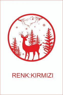 Geyik Doğa Çam 20 Cm Duvar Sticker - Oto Sticker - Yılbaşı Süsü