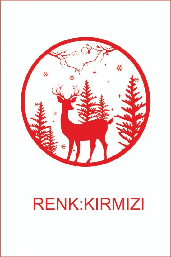 Geyik Doğa Çam 20 Cm Duvar Sticker - Oto Sticker - Yılbaşı Süsü