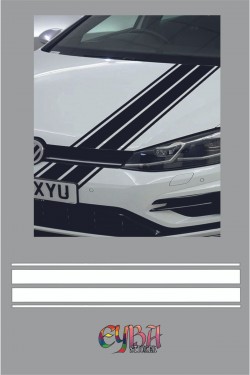 120x15cm -çift Şerit Araba Kaput Sticker - Oto Sticker -