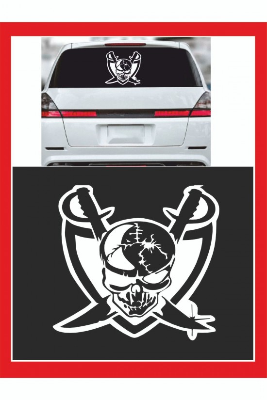 Korsan Kurukafa Oto Sticker - 18*14cm - Araba Sticker -