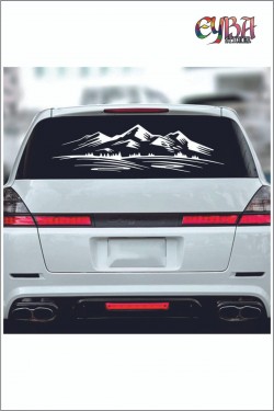 100x28 cm Ağaç Dağ Araba Dekor Orman Sticker