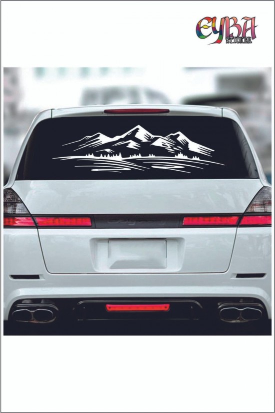 100x28 cm Ağaç Dağ Araba Dekor Orman Sticker