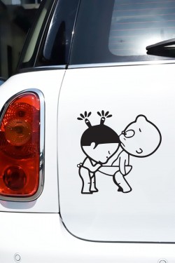 Komik Boy Girl Çocuk Pobaby Araba Sticker 11cm Komik Boy Girl Çocuk Pobaby Araba Sticker 11cm