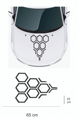 Sticker 65x42 Cm - Bal Peteği Kaput Oto Sticker - Araba Çıkartma