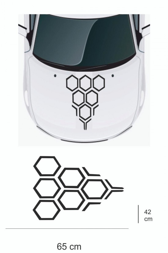 Sticker 65x42 Cm - Bal Peteği Kaput Oto Sticker - Araba Çıkartma