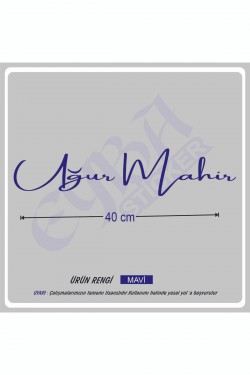 Isim Imza ön cam yazı büyük boy 40x12 Cm 1 Adet Araba Sticker-karavan