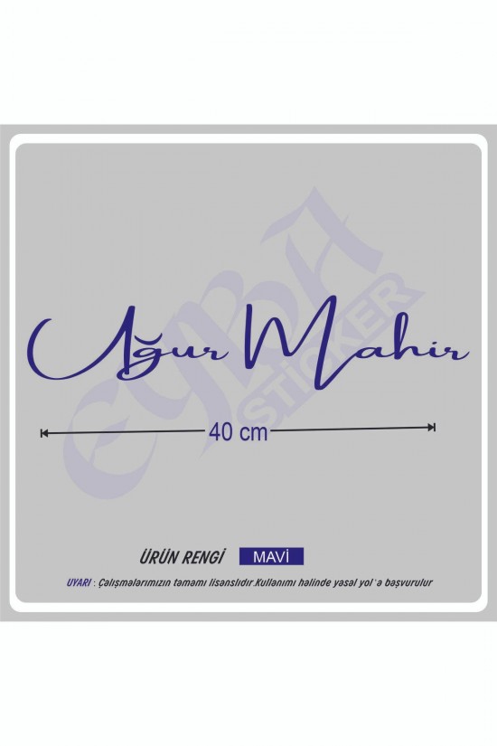 Isim Imza ön cam yazı büyük boy 40x12 Cm 1 Adet Araba Sticker-karavan