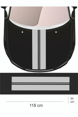 Sticker 118x30 Cm Kaput 2 Kalın Çift Şerit Sticker Oto Sticker - Kaput Sticker - Oto Sticker