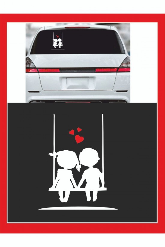 Salıncakta Sallanan Çocuklar Sticker - Oto Sticker - 18*15cm