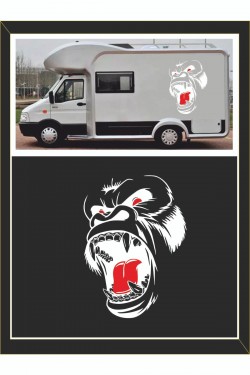 Goril Sticker 62*45cm 1 Adet Kong Kafatası - Oto Sticker - Kamp Sticker - Karavan Sticker