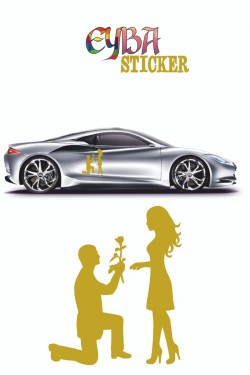 18x15 Cm Çiçekli Teklif Sevgili Oto Sticker