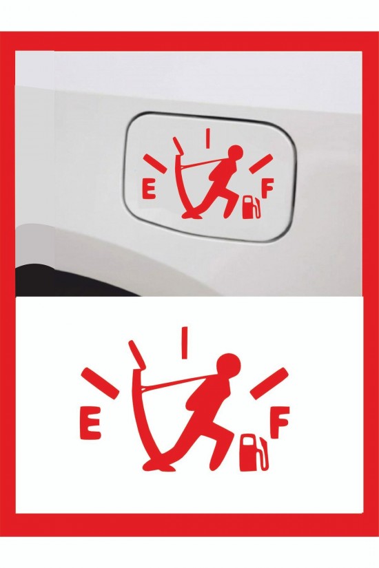 Benzin Deposu Ibre Çeken Adam Sticker 13*9 Cm