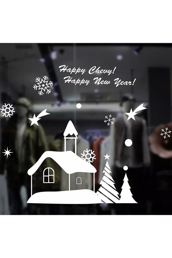 Yılbaşı Sticker - Dağ Evi Kar Tanesi