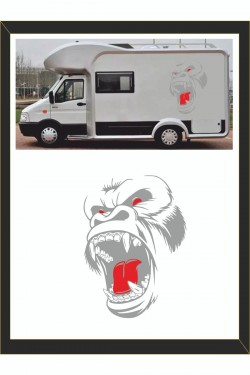 Goril Sticker 62*45cm 1 Adet Kong Kafatası - Oto Sticker - Kamp Sticker - Karavan Sticker