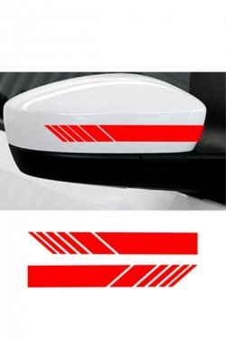 Yan Ayna Oto Şerit Sticker Araba Sticker 2 Adet Kırmızı 15 X 2 Cm