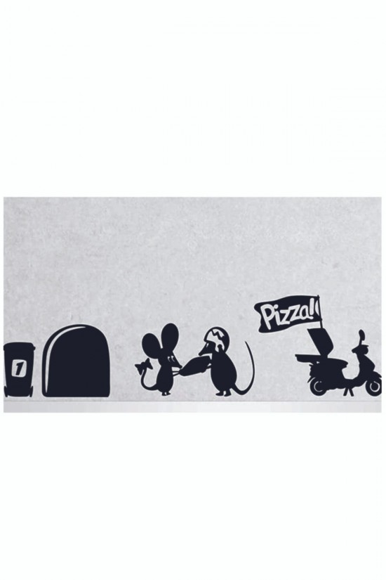 Pizzacı Fare Duvar Sticker - Oto Sticker 32cm X 11 Cm