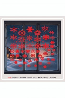 Yılbaşı Kar Tanesi Karışık Cam Vitrin Süsleme Sticker Beyaz 50 Adet