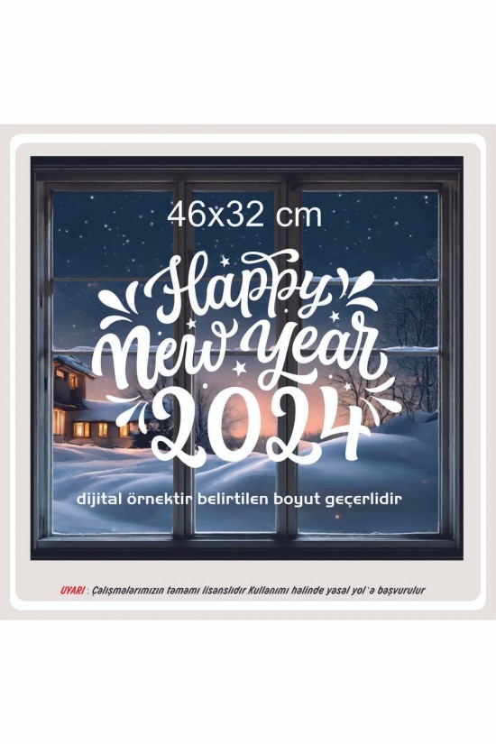 hapy new year 2024 yılbaşı sticker süs cam yapıştırma - oto sticker - karavan sticker