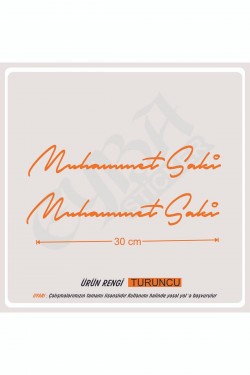 Size Özel Isim Imzası 2 Adet 30x7 Cm Ad Soyad Imza Etiket- Oto Sticker -Mesaj Atıınız-