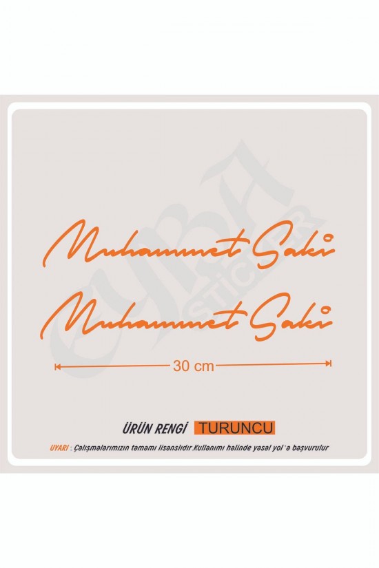 Size Özel Isim Imzası 2 Adet 30x7 Cm Ad Soyad Imza Etiket- Oto Sticker -Mesaj Atıınız-