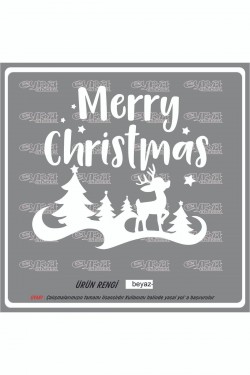 Merry cristimas yavru ceylan yılbaşı sticker süs cam kar tanesi yapıştırma