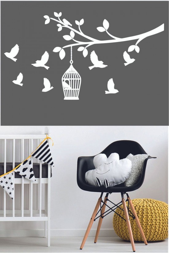 Kuşlar Duvar Sticker (ECNRSHOP TARAFINDAN GÖNDERİLMEKTEDİR) 110x60cm