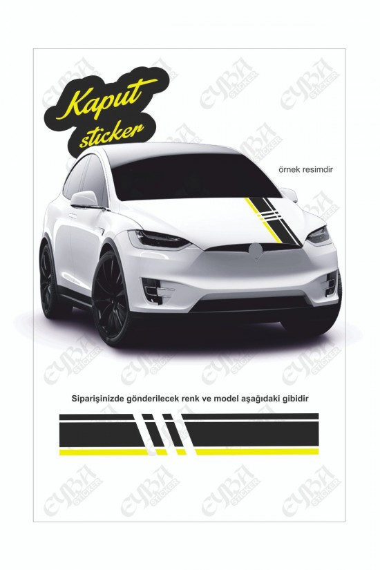 Kaput Şerit Parçalı Lüx Sticker 118x20 Cm Kaput Şerit Parçalı Lüx Sticker 118x20 Cm