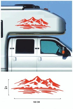 100x28cm Ağaç Dağ Araba Dekor Orman Sticker - Off Road - Karavan - Oto Sticker -