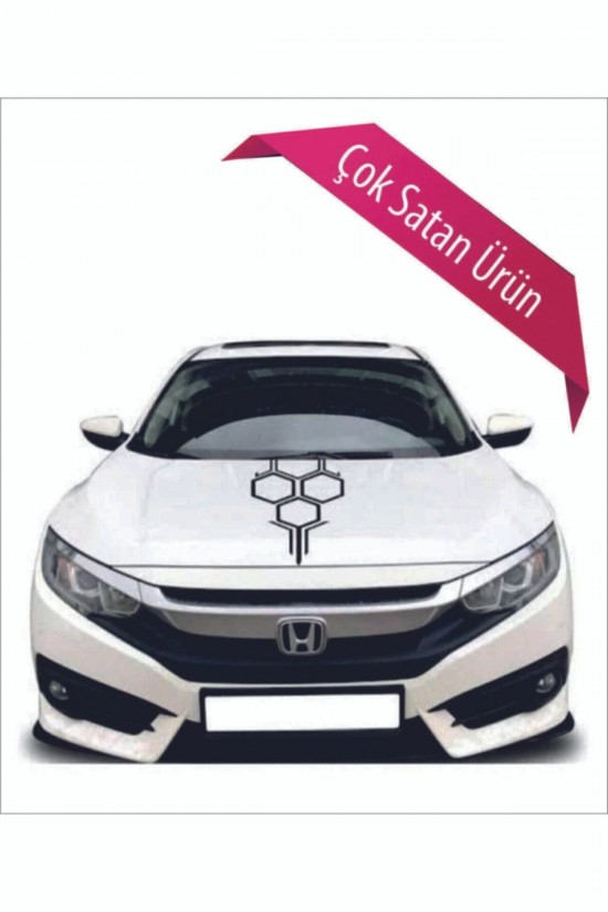 Sticker Ön Kaput Bal Peteği Siyah Tüm Araçlara Uyumlu