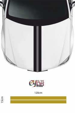 120cm X 15 Cm - Ön Kaput Şerit Sticker -çift Kaput Sticker - Araç Kaput Sticker