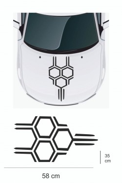 Sticker 58x35 cm Bal Peteği Kaput Oto Sticker  Araba Çıkartma