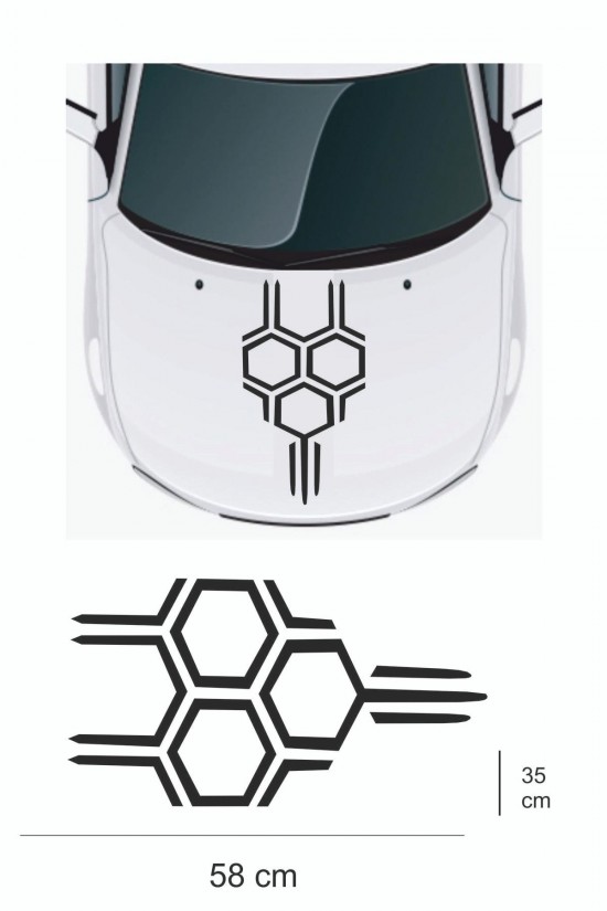 Sticker 58x35 cm Bal Peteği Kaput Oto Sticker  Araba Çıkartma