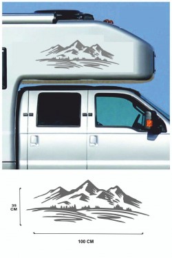 100x28cm Ağaç Dağ Araba Dekor Orman Sticker - Off Road - Karavan - Oto Sticker -