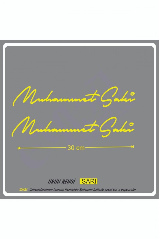 Size Özel Isim Imzası 2 Adet 30x7 Cm Ad Soyad Imza Etiket- Oto Sticker -Mesaj Atıınız-