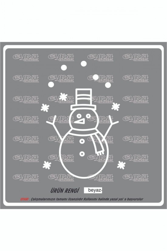 kardan adam yılbaşı sticker süs cam yapıştırma - oto sticker - karavan sticker