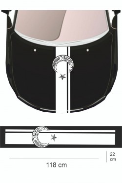 Sticker 118x22 Cm - Türkiye Cumhuriyeti Atatürk Yazılı - Uzun Kaput Oto Sticker - Araba Çıkartma