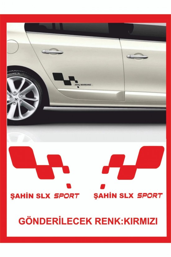 Şahin Slx Sport Damalı Sağ-sol Takım 2 Adet Oto Sticker 30x16 Cm Siyah
