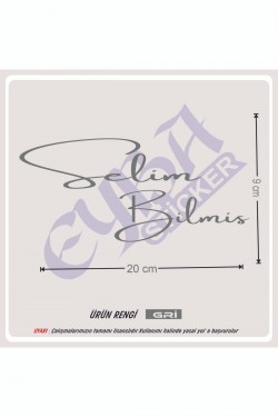 Size Özel isim Imzası 1 Adet 20x9 Cm ön cam yazı Ad Soyad Imza Etiket- Oto Sticker -Mesaj Atıınız-