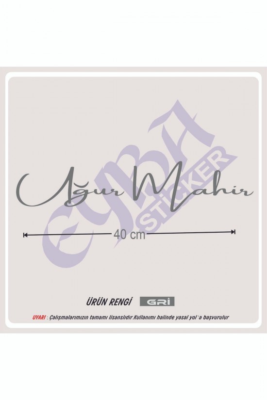 Isim Imza ön cam yazı büyük boy 40x12 Cm 1 Adet Araba Sticker-karavan