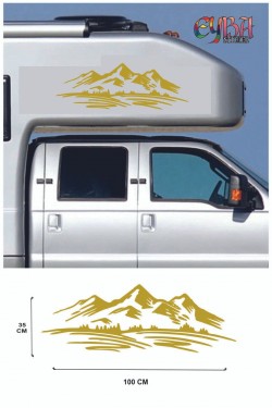 100x28cm Ağaç Dağ Araba Dekor Orman Sticker - Off Road - Karavan - Oto Sticker -
