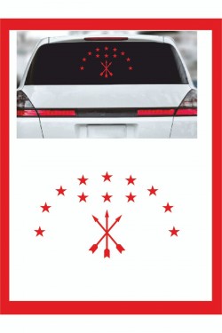 Adige Çerkez Bayrak Sembolü Araba Sticker 33x20cm - Oto Sticker