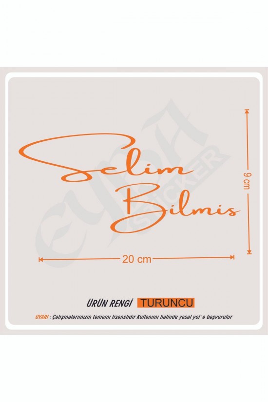 Size Özel isim Imzası 1 Adet 20x9 Cm ön cam yazı Ad Soyad Imza Etiket- Oto Sticker -Mesaj Atıınız-